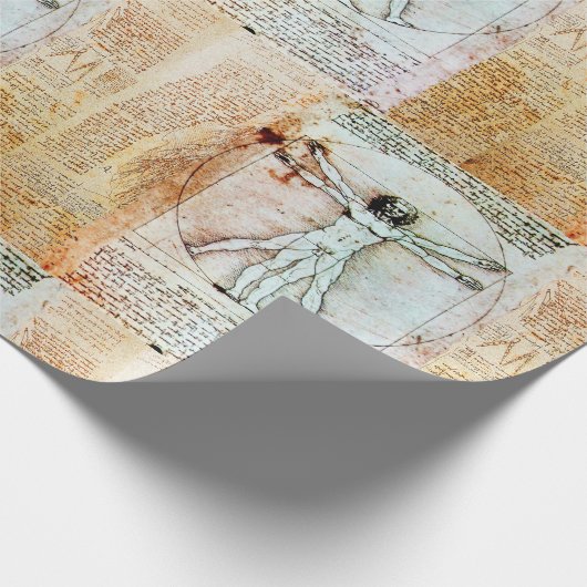 HET MAN VITRUVIAN VAN Leonardo Antiek Parchment Cadeaupapier (Hoek)