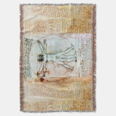 HET MAN VITRUVIAN VAN Leonardo Antiek Parchment Deken (Voorkant Verticaal)