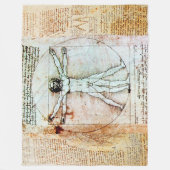 HET MAN VITRUVIAN VAN Leonardo Antiek Parchment Fleece Deken (Voorkant)