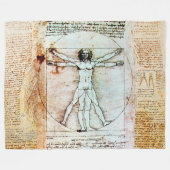 HET MAN VITRUVIAN VAN Leonardo Antiek Parchment Fleece Deken (Voorkant (Horizontaal))