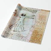 HET MAN VITRUVIAN VAN Leonardo Da Vinci Cadeaupapier (Uitgerold)
