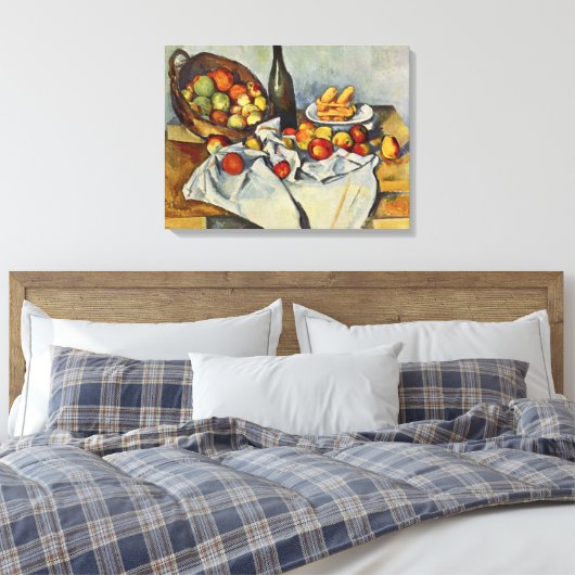 Het mandje appels van Paul Cezanne Canvas Afdruk (Insitu (Slaapkamer))