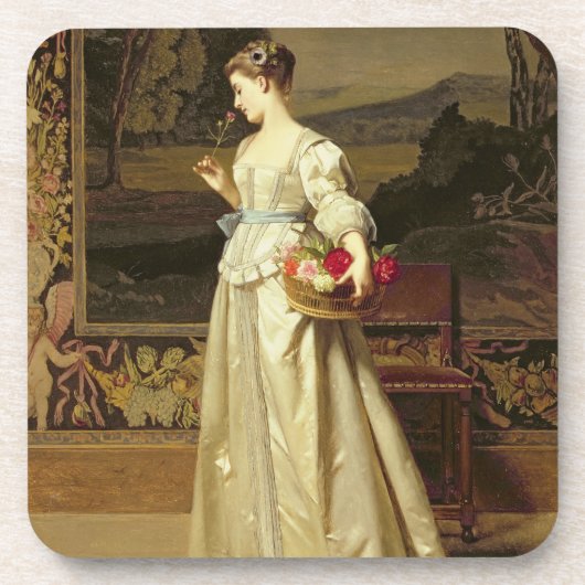 Het mandje van het Roos (olie op het paneel) Drankjes Onderzetter (Voorkant)