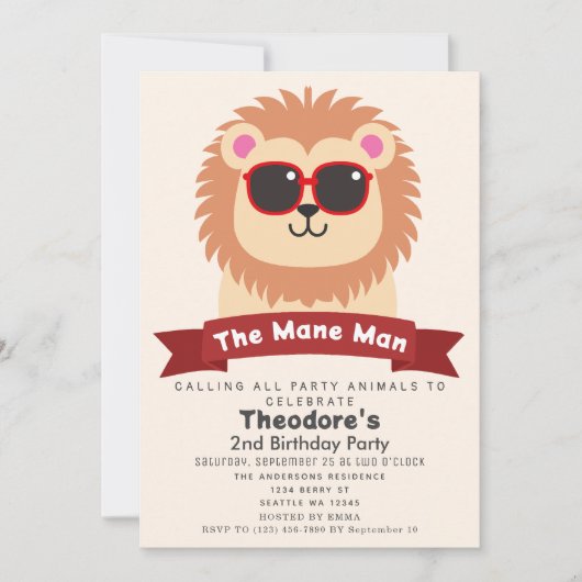 Het Mane Man Schattigee Leeuw Kinder 2e Verjaardag Kaart (Voorkant)