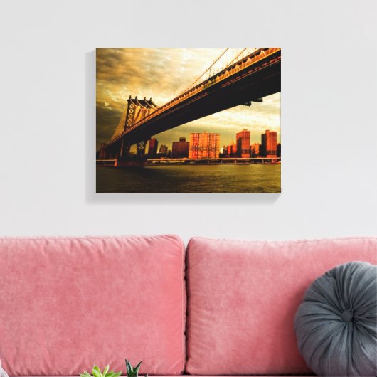 Het Manhattan-uitzicht aan de kant van Brooklyn (N Canvas Afdruk (Insitu (Woonkamer))