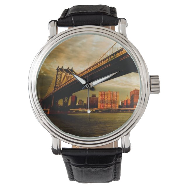 Het Manhattan-uitzicht aan de kant van Brooklyn (N Horloge (Voorkant)