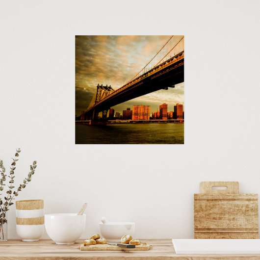 Het Manhattan-uitzicht aan de kant van Brooklyn (N Poster (Keuken)