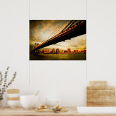 Het Manhattan-uitzicht aan de kant van Brooklyn (N Poster (Keuken)