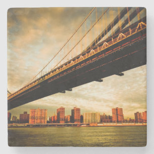 Het Manhattan-uitzicht aan de kant van Brooklyn (N Stenen Onderzetter