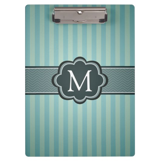 Het mannelijke Blauwgroen Blauwe Monogram van de Klembord (Voorkant)