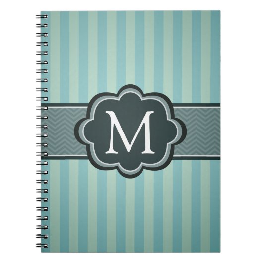 Het mannelijke Blauwgroen Blauwe Monogram van de Notitieboek (Voorkant)