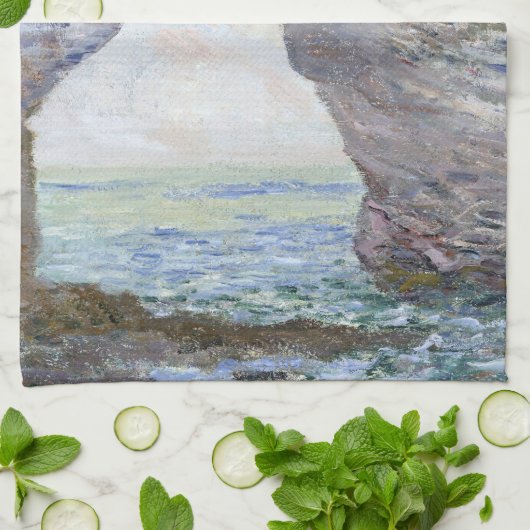 Het Manneporte nabij Étretat door Claude Monet Theedoek (Gevouwen)