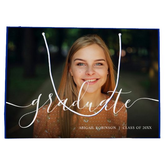 Het manuscript Afstuderen Afstuderen Blauw Foto Groot Cadeauzakje (Achterkant)