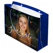 Het manuscript Afstuderen Afstuderen Blauw Foto Groot Cadeauzakje (Achterkant Gekanteld)