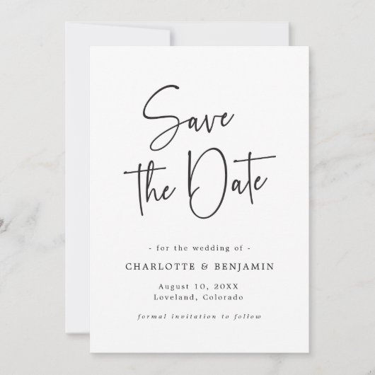 Het manuscript Eenvoudig sparen de Datum Save The Date (Voorkant)