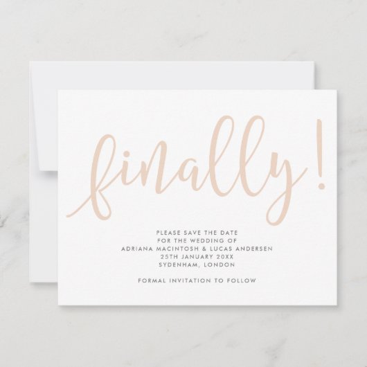 Het manuscript eindelijk Editable Kleur bewaart de Save The Date (Voorkant)