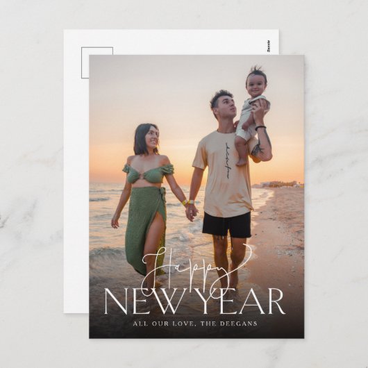 Het manuscript en Sans Vast nieuw Jaren Briefkaart (Voorkant / Achterkant)