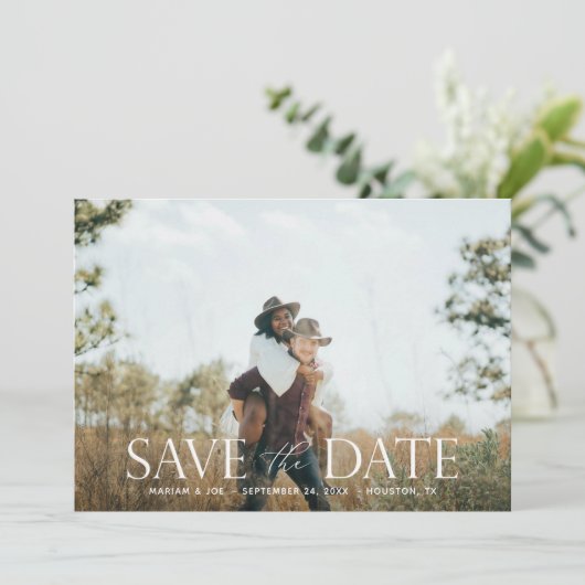 Het manuscript H Modern 2 Foto sparen de Datum Kaart (Staand voorkant)