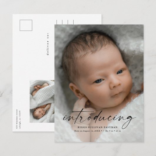 Het manuscript introduceert de Foto van de Baby Da Briefkaart (Voorkant / Achterkant)