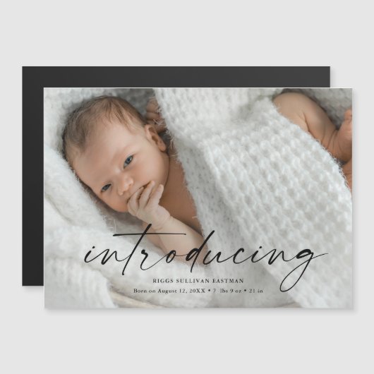 Het manuscript introduceert de Foto van de Baby Da Magnetische Uitnodiging (Voorkant / Achterkant)