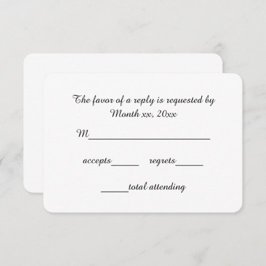 Het Manuscript RSVP van de Kaarten van de reactie  (Voorkant / Achterkant)