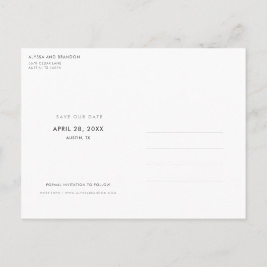 Het manuscript Stijlvolle Moderne Bieden van de Fo Aankondigingskaart (Achterkant)