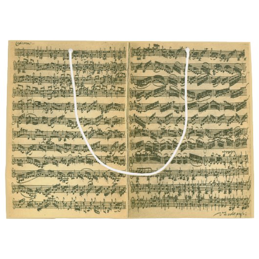 Het Manuscript van Chaconne van Bach voor solo Large Cadeautasje (Achterkant)
