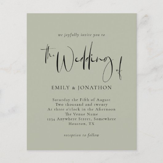 Het Manuscript van de begroting Bleek Sage Groene  (Voorkant)