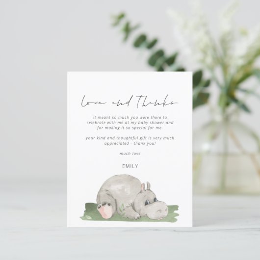 Het Manuscript van de begroting Hippo Baby shower  (Staand voorkant)