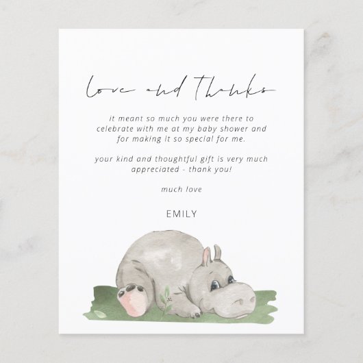 Het Manuscript van de begroting Hippo Baby shower  (Voorkant)