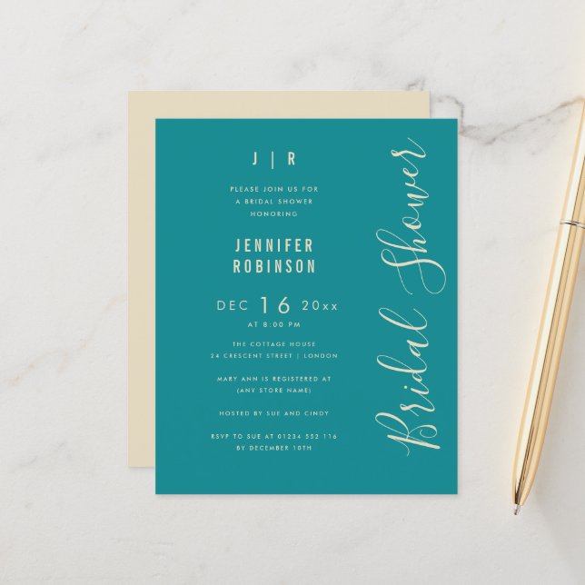 Het Manuscript van de begroting Modern Blauwgroen  (Voorkant / Achterkant in situ)