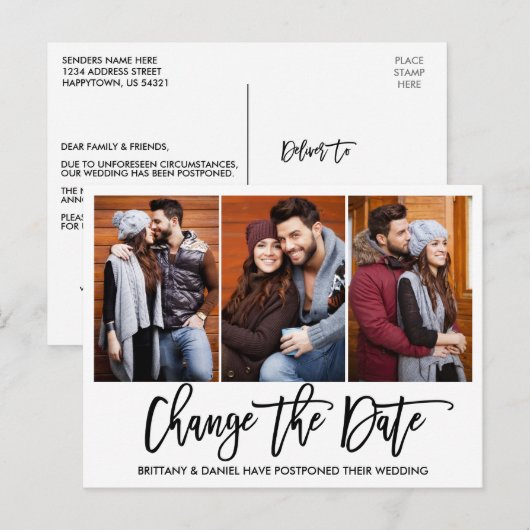 Het Manuscript van de borstel 3 Foto verandert de  Briefkaart (Voorkant / Achterkant)