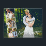 Het Manuscript van de borstel 4 Foto sparen de Nie Briefkaart<br><div class="desc">Het moderne Manuscript van de Borstel sparen de Nieuwe Duwen van de Datum het Uitgestelde Nieuwe Briefkaart van de Datum van de Weddenschap Koeling 4 van de Foto</div>