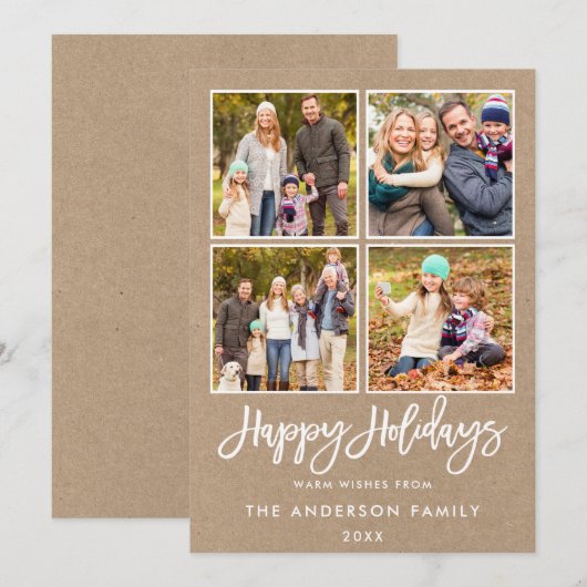 Het Manuscript van de borstel Prettige feestdagen Feestdagenkaart (Voorkant / Achterkant)