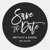 Het Manuscript van de Borstel sparen de Zwarte Omh Ronde Sticker (Voorkant)