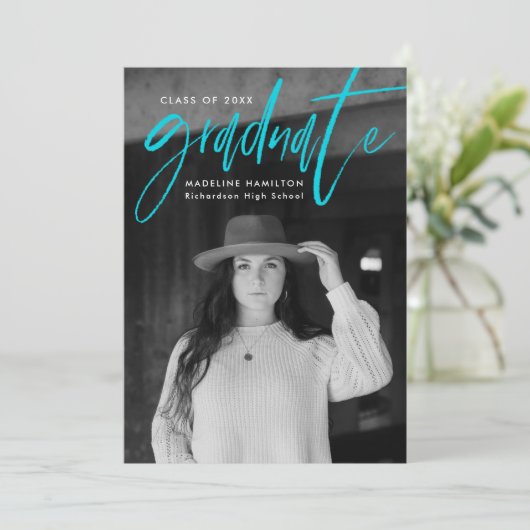 Het Manuscript van de Borstel van de Turquoise 4 F Aankondiging (Staand voorkant)