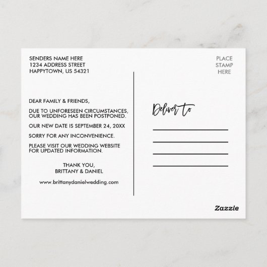 Het Manuscript van de borstel verandert de Datum N Briefkaart (Achterkant)