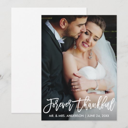 Het Manuscript van de borstel voor ooit Thankful W Bedankkaart (Voorkant / Achterkant)