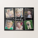 Het Manuscript van de familie hoort Foto Collage Legpuzzel<br><div class="desc">Deze foto-puzzel is een uniek cadeau voor elke familie. Het biedt 6 fotoframes voor afbeeldingen kinderen en familieleden en is voorzien van de tekst "familie" die een moderne hartkalligrafie lijkt.</div>
