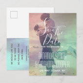 Het manuscript van de foto sparen de datum kleurri uitnodiging briefkaart (Voorkant / Achterkant)