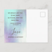 Het manuscript van de foto sparen de datum kleurri uitnodiging briefkaart (Achterkant)