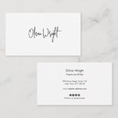 Het Manuscript van de handtekening, Modern Witte B Visitekaartje (Voorkant / Achterkant)