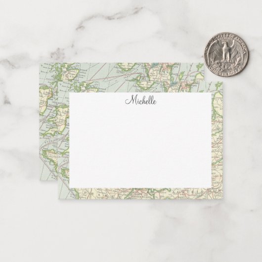 Het  Manuscript van de Kaart Personaliseerde Notitiekaartje (Voorkant / Achterkant in situ)