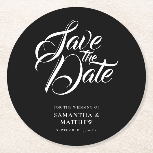 Het Manuscript van de kalligrafie sparen de Uitnod Ronde Kartonnen Onderzetter (Voorkant)