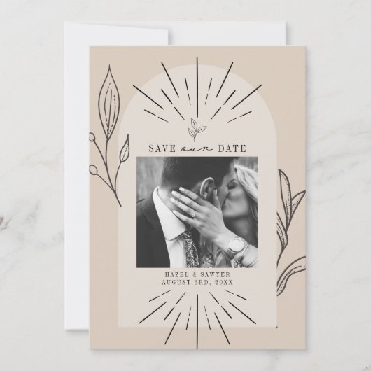 Het Manuscript van de Kunst van de lijn Desert Tan Save The Date (Voorkant)