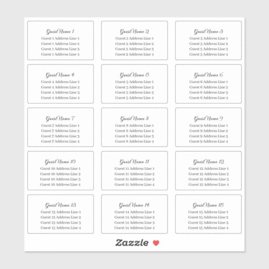 Het Manuscript van de Naam van de gast en het Adre Sticker (Vel)