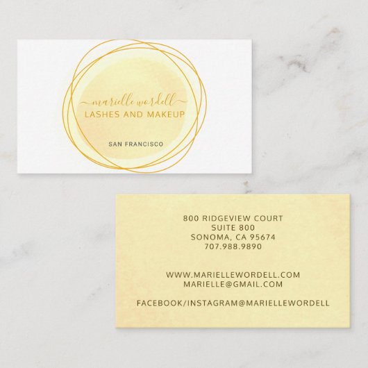 Het manuscript van de Waterverf van het Goud van h Visitekaartje (Voorkant / Achterkant)