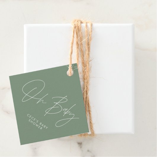 Het manuscript van het baby shower moderne groenda bedankjes labels (In situ)