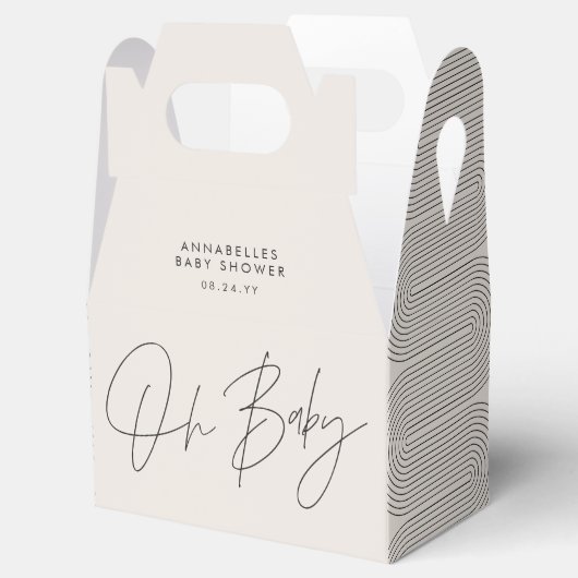 Het manuscript van het baby shower moderne zwarte bedankdoosjes (Geopend)