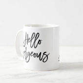 Het Manuscript van het Borstel Hallo Prachtige Mok (Voorkant links)